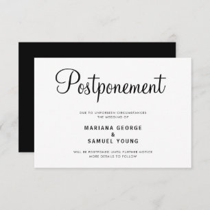 Faire-part de report du Mariage de script simple