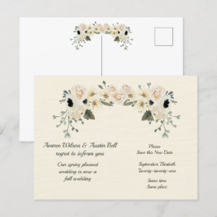 Faire-part de report du printemps au Mariage de au