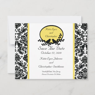 Faire-part de réservation de date Damask & Oiseaux