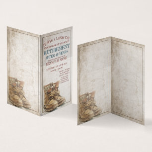 Faire-part de retraite avec de vieilles bottes