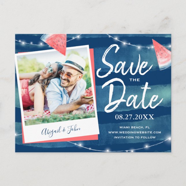 Faire-part de save the date avec photo de pastèque (Devant)