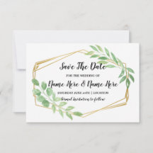 Faire part de Save The Date cadre or rustique avec