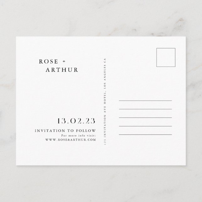 Faire-part de Save The Date minimaliste et chic (Dos)