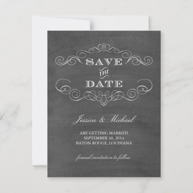 Faire part de save the date tableau noir (Devant)