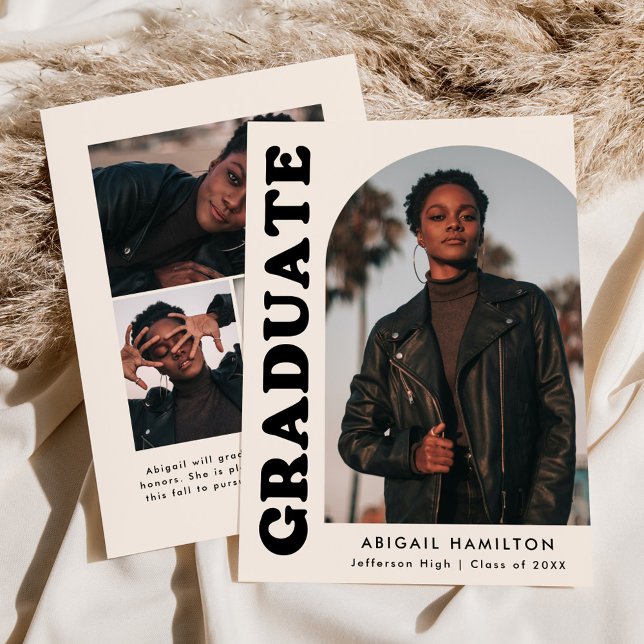 Faire-part Décalage Arch Cream 4 Diplôme photo (Créateur téléchargé)