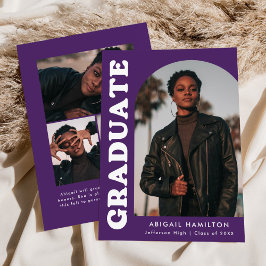 Faire-part Décalage Arch Purple 4 Photo Graduation