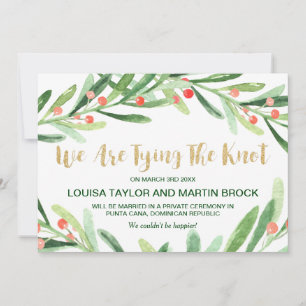 Faire-part d'Elopement de Noël Holly Wreath