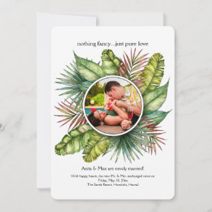 Faire-part d'Elopement photo du cadre de feuillage