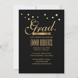 Faire-part des points Confetti Noir & Or