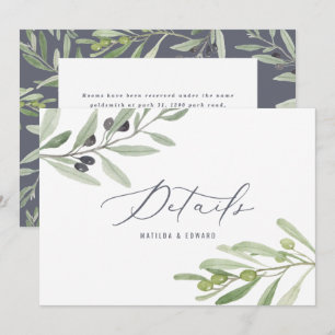 Faire-part Détails de mariage de feuillage de branche d'olive