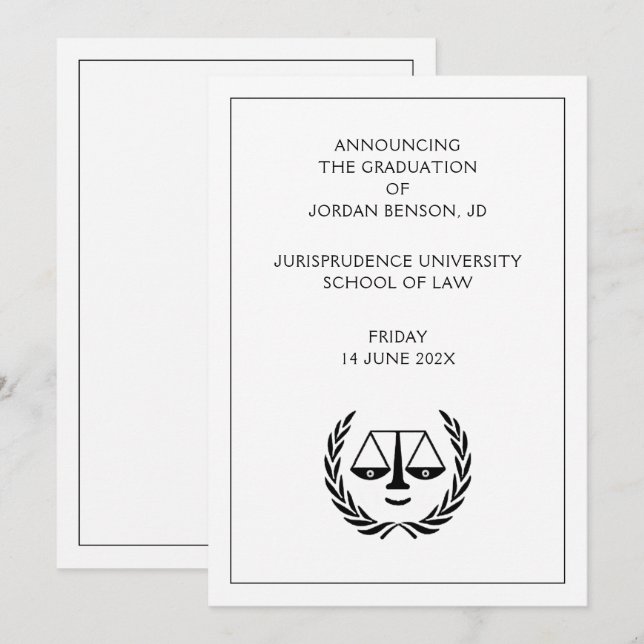 Faire-part d'études de droit (Devant / Derrière)