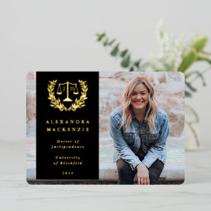 Faire-part d'études de droit Foil/Black JD