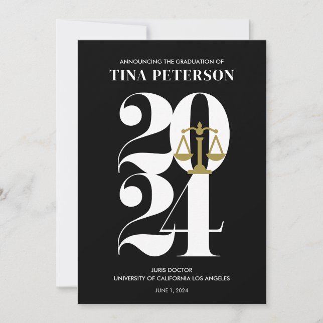 Faire-part d'études de droit noir (Devant)