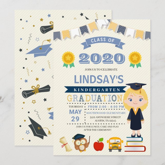 Faire-part d'études pour enfants Invitation (Devant / Derrière)