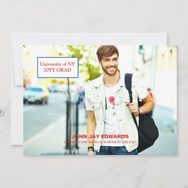 Faire-part d'études supérieures en photo (Devant)