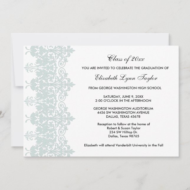 Faire-part d'études turquoise Blue School (Devant)