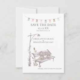 Faire-part Deux chats sur un banc d'animal Sauvez le Mariage 