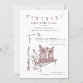 Faire-part Deux Chiens sur un banc Mariage à thème animal