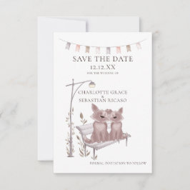 Faire-part Deux Chiens sur un Bench Animal Sauvez Le Mariage 