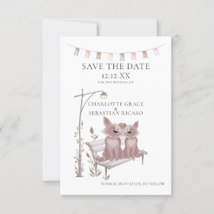 Faire-part Deux Chiens sur un Bench Animal Sauvez Le Mariage 