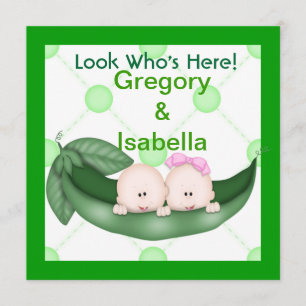 FAIRE-PART DEUX POIS DANS DES ANNONCES D'UN BÉBÉ DE COSSE