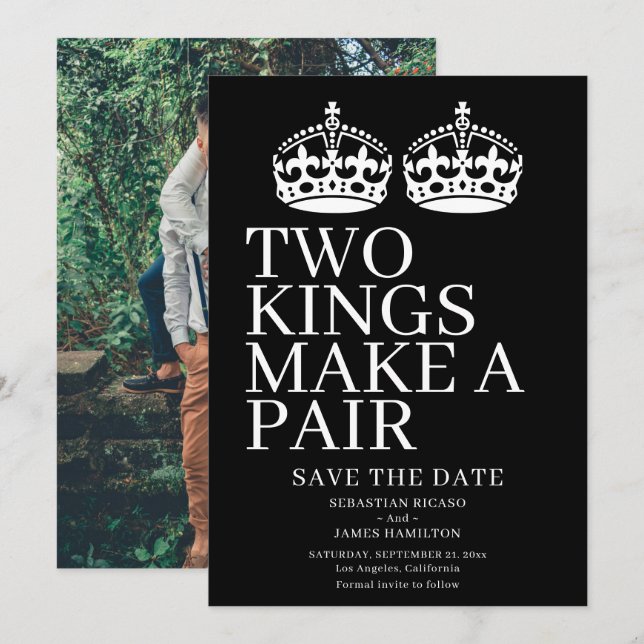 Faire-part Deux Rois Font Un Mariage Gay Pair (Devant / Derrière)