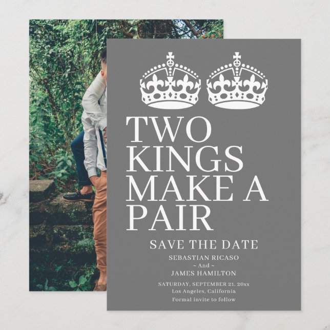 Faire-part Deux Rois Font Un Mariage Gay Pair (Devant / Derrière)