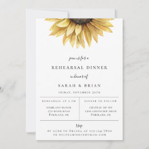 Faire-part Dîner de répétition de mariage au tournesol rustiq