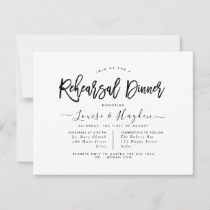 Faire-part Dîner de répétition élégant, script de brosse manu