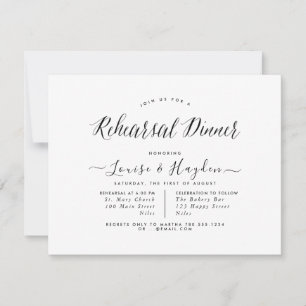 Faire-part Dîner de répétition élégant, script de brosse manu