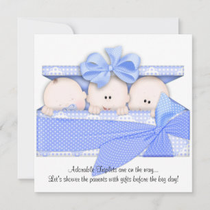 Faire-part d'invitation de Baby shower triplet ble