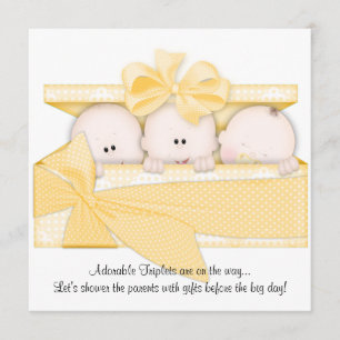 Faire-part d'invitation de Baby shower triplet jau