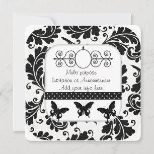 Faire-part d'invitation multi-usages en noir blanc