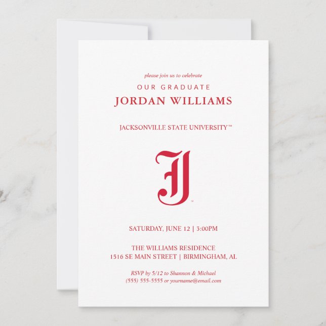Faire-part Diplôme de l'Université d'État de Jacksonville (Devant)