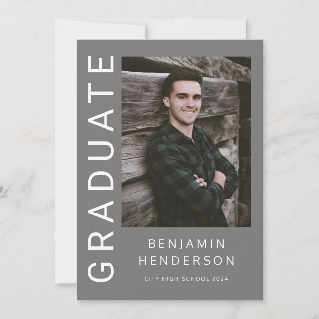 Faire-part Diplôme de Photo Boy Moderne (Devant)