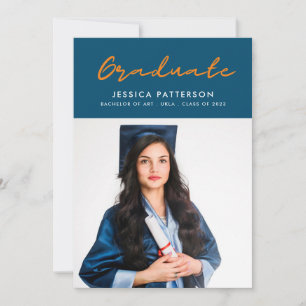 Faire-part Diplômé du script Gold