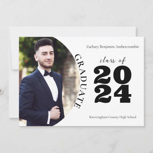 Faire-part Diplômé du secondaire Moderne Simple Graduation (Devant)