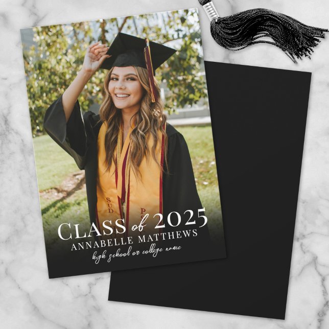Faire-part Diplômé élégant Simple Photo Graduate (Elegant Graduate Simple Photo Graduation Announcement)