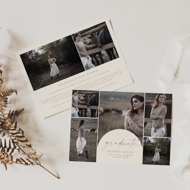 Faire-part Diplômé en crème d'arc moderne Multi Photo Graduat (Créateur téléchargé)