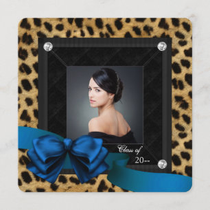 Faire-part Diplôme en photo du léopard royal bleu