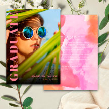 Diplômé en photo rose et orange moderne