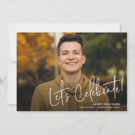 Faire-part Diplômé en Script moderne Diplôme en photo simple