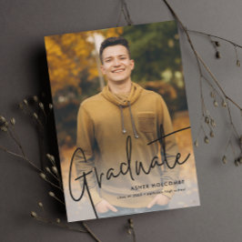 Faire-part Diplômé en Script moderne Diplôme en photo simple