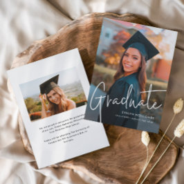 Faire-part Diplômé en Script moderne Diplôme en photo simple