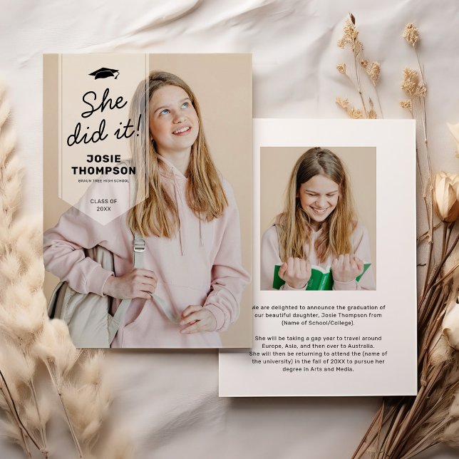 Faire-part Diplômé moderne Sash Photo Graduate (Créateur téléchargé)