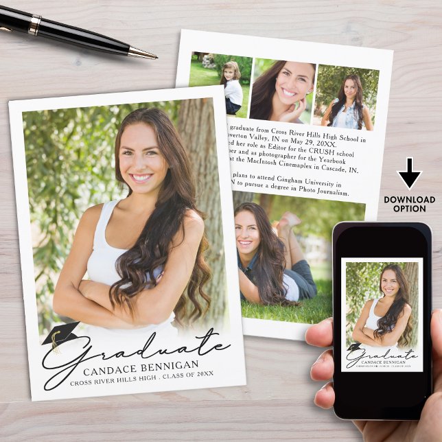 Faire-part Diplôme Moderne Simple Script 5 Photo (Créateur téléchargé)