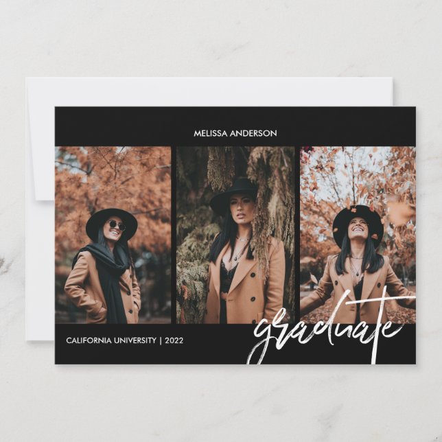 Faire-part Diplôme photo chic Script 3 (Devant)