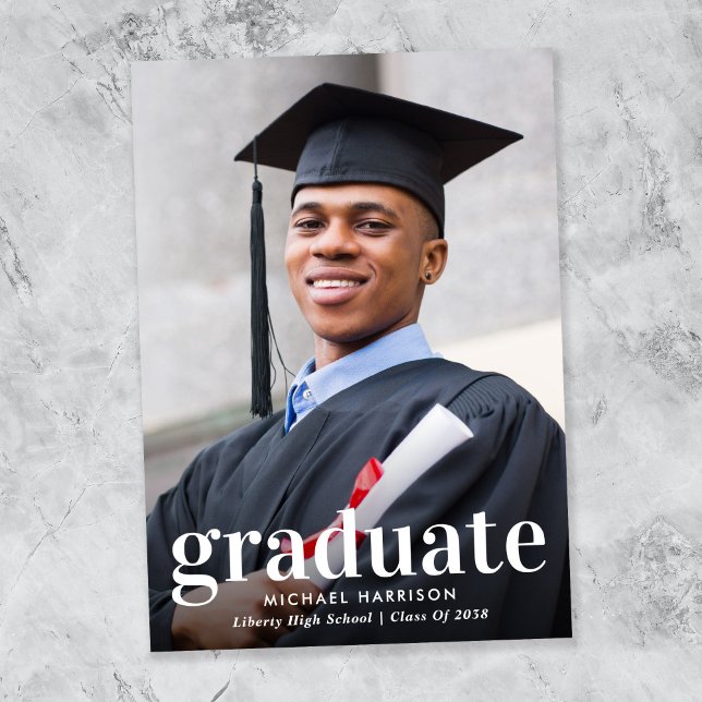 Faire-part Diplôme Photo Moderne (Modern Photo Graduation Announcement)