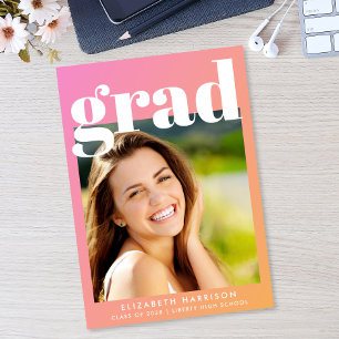 Faire-part Diplôme Photo Rose Orange Tendance