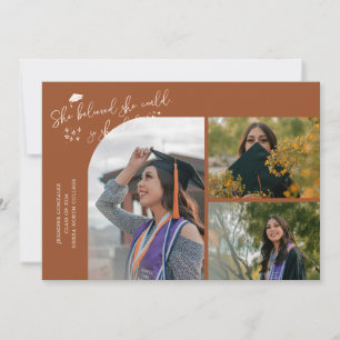 Faire-part Diplômée en Terracotta Elle croyait Multi Photo